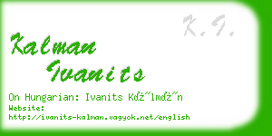 kalman ivanits business card